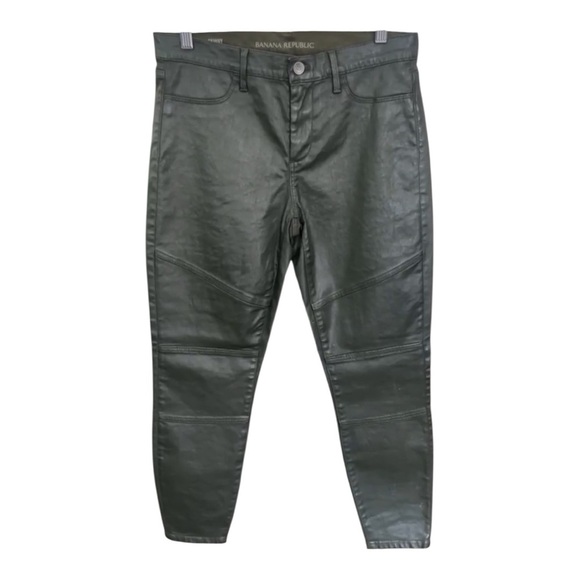 Banana Republic Dark Green Faux Leather Skinny Pants Size 29 - Picture 1 of 15